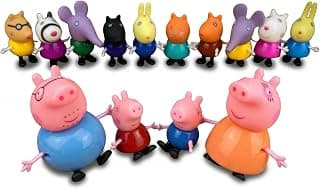 14 Pcs Peppa Pig Figure Set - Complete Family & Friends Toy Playset with Poseable Action Figures for Toddlers & Kids