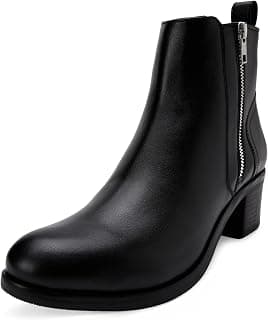 Carlton London Women's Classic Boots with Ziper,Block Heel,Ankle Boots,Casual Boots