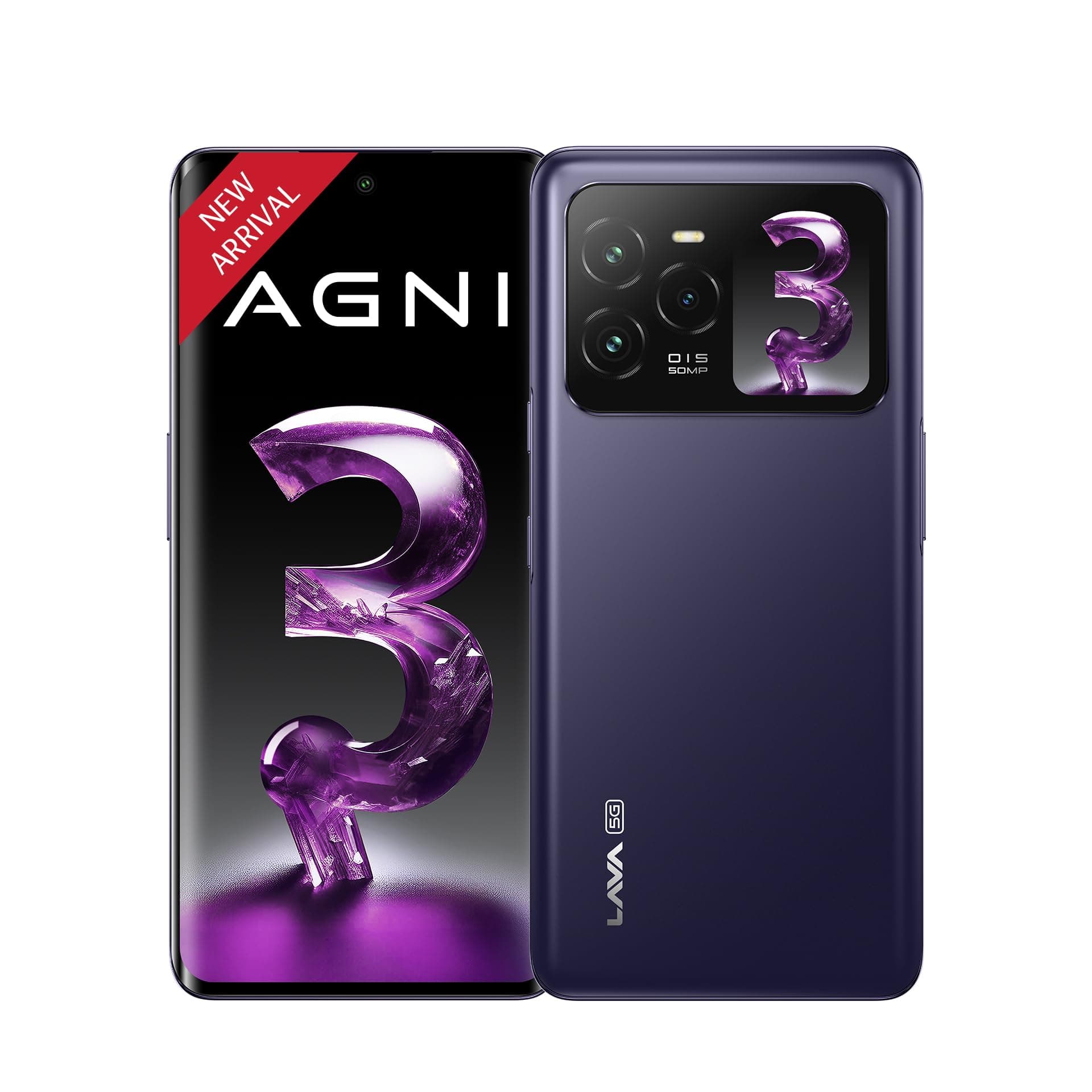 Lava Agni 3 5G (Heather Glass, 8GB+256GB) | India's 1st Dual AMOLED | 1.5K Curved Display | Dimensity 7300X | 50MP Triple AI Telephoto Camera | 66W Fast Charge | with Charging Adapter