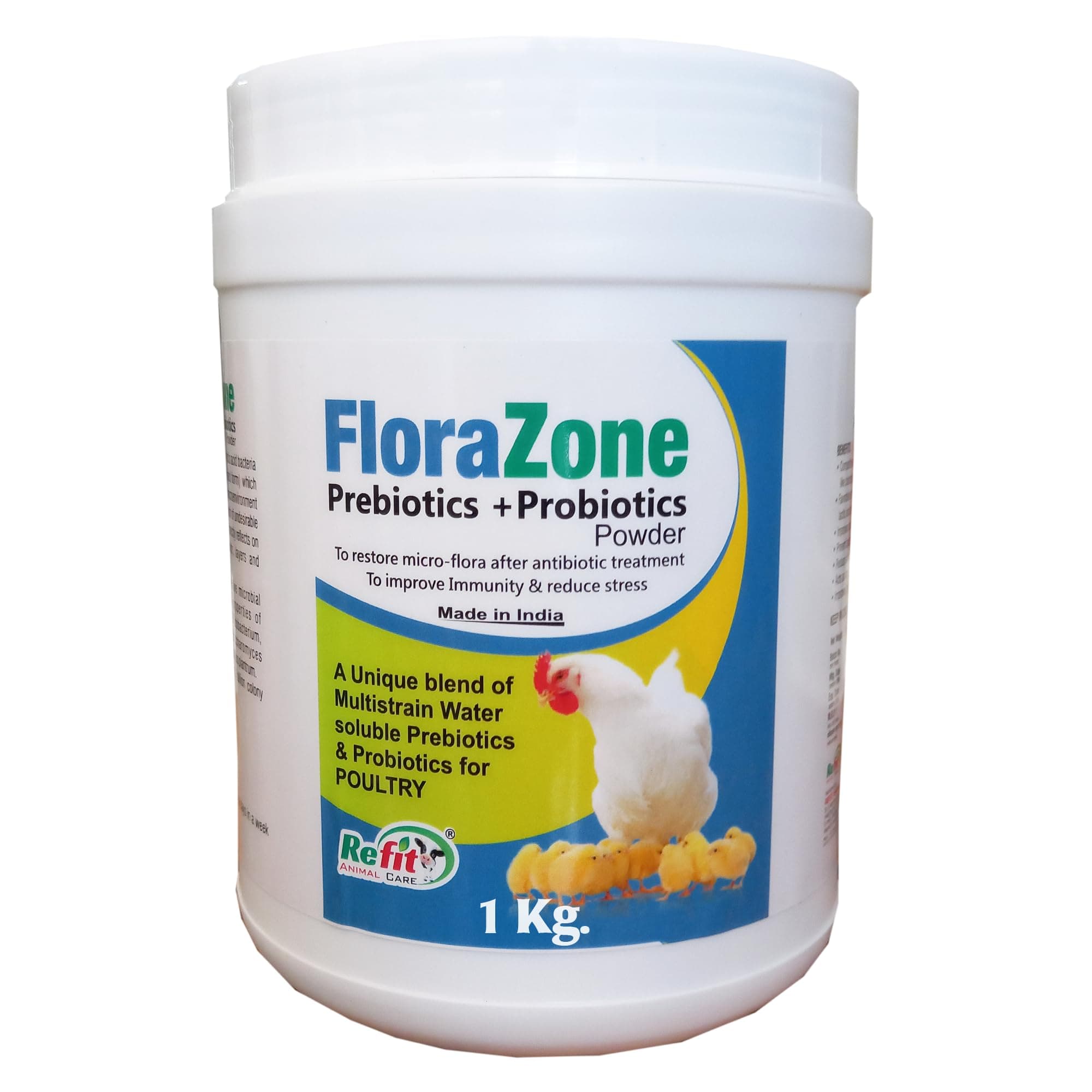 REFIT ANIMAL CARE Prebiotics and Probiotics Powder for Poultry, Chicken, Hen, Chicks, Broilers and Birds, 1 Kg, Florazone
