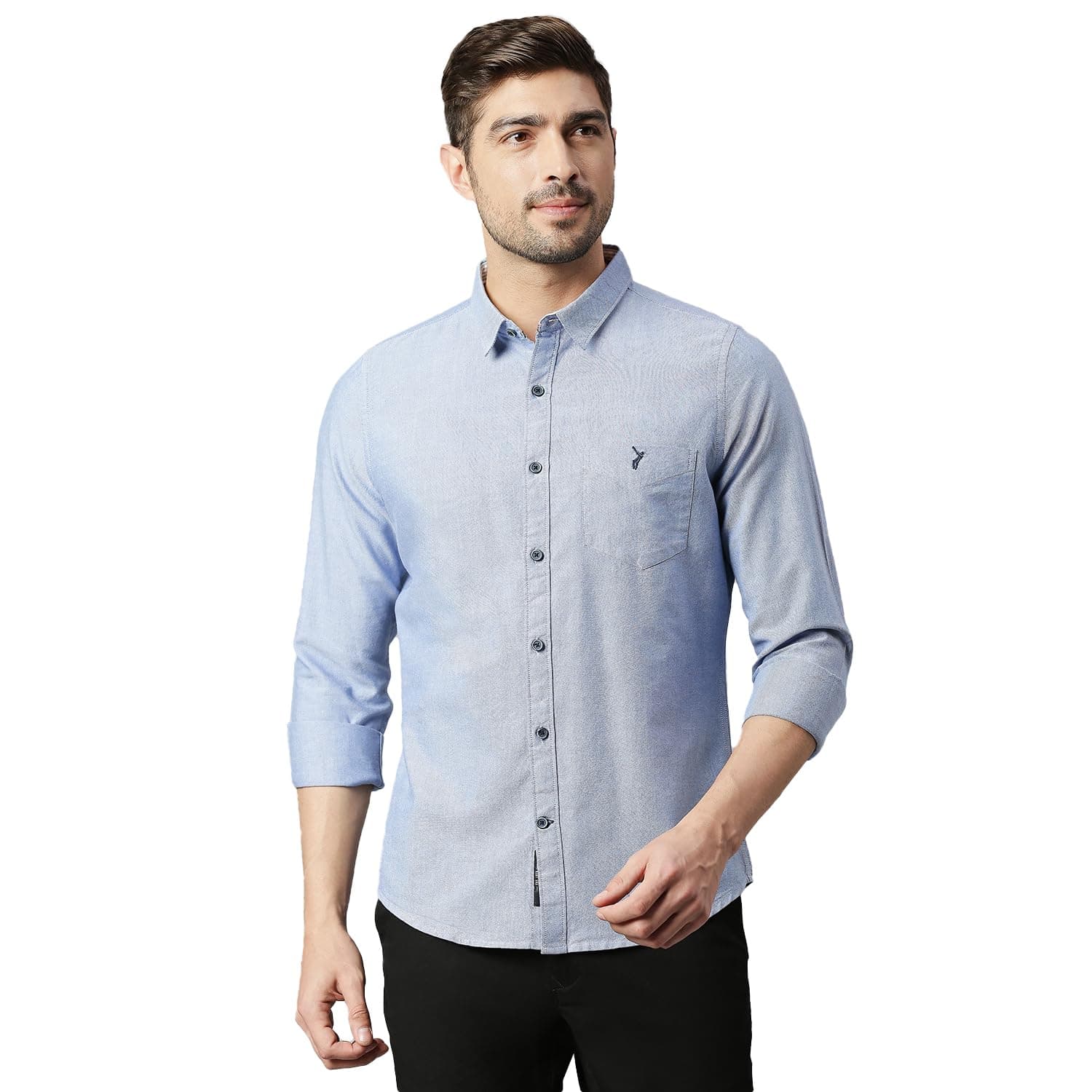 Thomas Scott Men Premium Slim Fit Solid Cotton Twill Full Sleeve Shirt