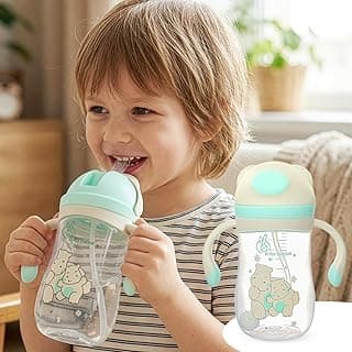 R for Rabbit Premium Hippo Straw Sipper Bottle |10 fl oz | Anti Spill Sippy Cup with Soft Silicone Straw BPA Free & Non Toxic for Kids of 12 Months -(300 ml Green)