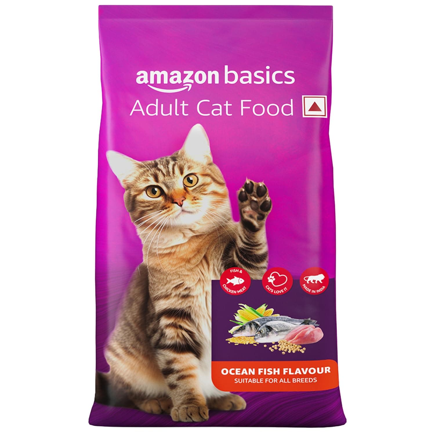 Amazon Basics Dry Cat Food | 7 Kg | Ocean Fish | with Real Chicken Meat & Fish | Suitable for Adult Cats | Packed with Protein | Suitable for All Breeds