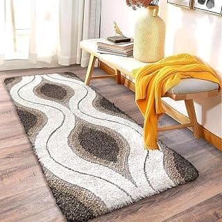 A R Creations® Super Soft Shaggy Rugs Fluffy Carpets, Indoor Modern Plush Area Rugs for Living Room Bedroom Kids Room, Upgrade Canvas Durable Rectangular Fuzzy Rug (3X5 Feet Brown Eyes)