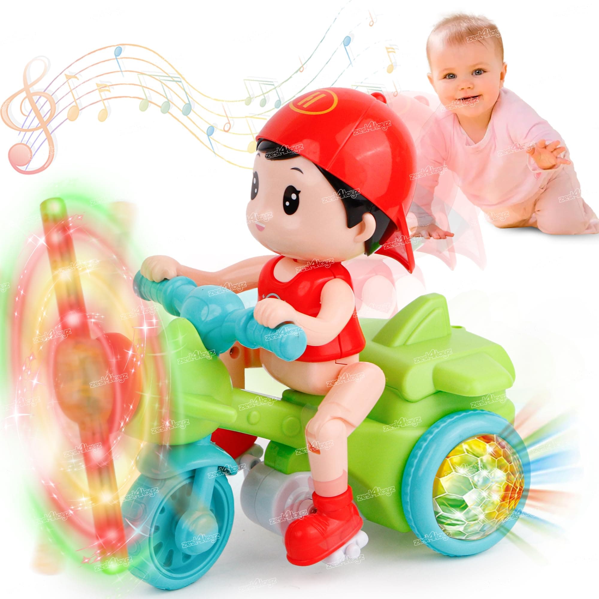 Zest 4 Toyz Musical Tricycle Toy for Kids with Light & Music Sound Educational and Fun Motorcycle for Boys Girls (Pack of 1), Multicolor