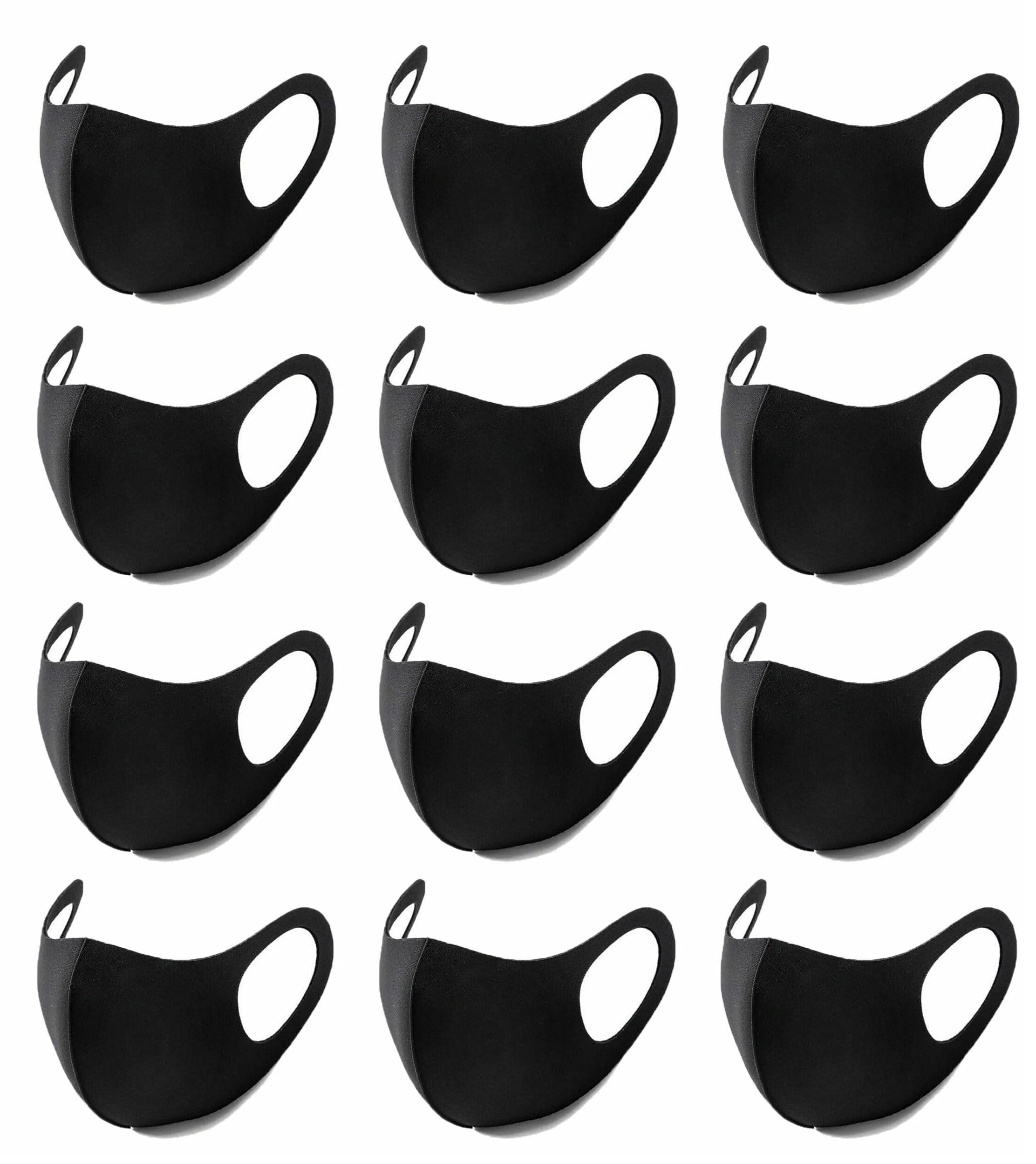 Bildos Anti-Pollution Reusable and Washable Face Mask for Adult, Unisex, Soft Breathable Fabric (Black) - Pack of 12