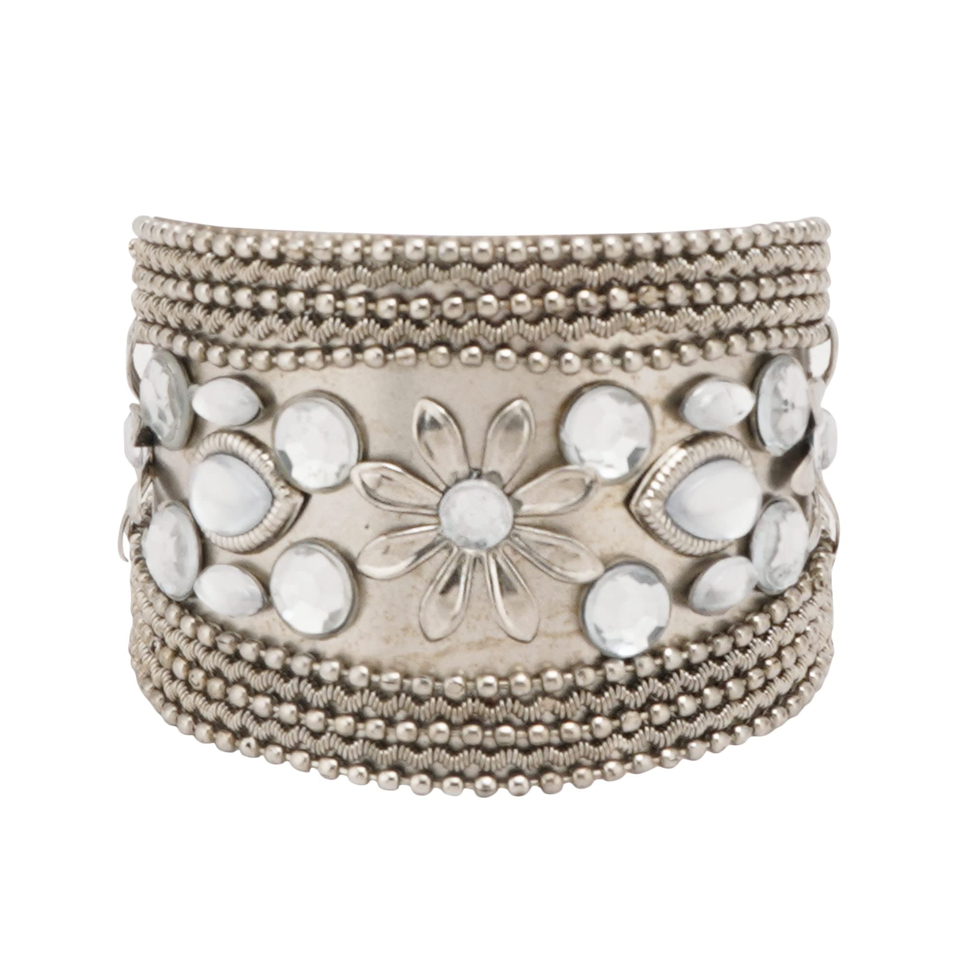 Shreyadzines Jewellery Silver Plated Oxidised Cuff Bracelet Bangle Kadaa for Women and Girls