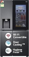 LG 630 L, 3 Star, Frost-Free, Inverter, Wi-Fi Convertible, InstaView Door-In-Door, Side-By-Side Refrigerator with Ice and Water Dispenser (GL-X257AMC3, Matte Black, Door Cooling+ with Hygiene Fresh+)