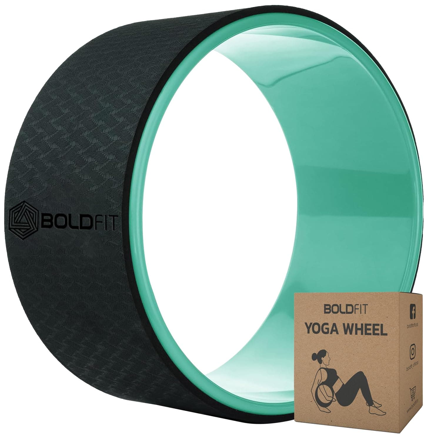 Boldfit Yoga Wheel For Stretching for Back Bends, Exercise, Workout Accessories for Women & Men Exercise Roller Yoga Equipment for Home Workout, Chirp Wheel -12Inch