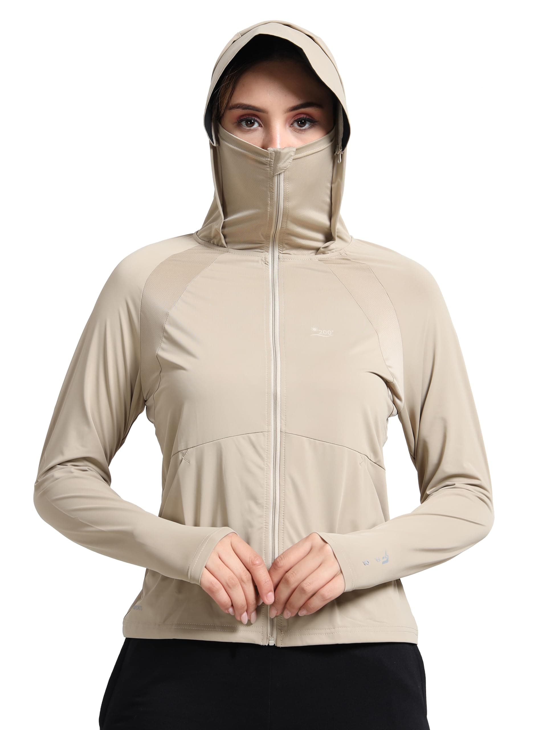 FabSeasons FabSports Women's UV Protection Sun Screen Jacket, Full Zip Sun Protection Clothing, Lightweight with UPF 50+ Protection for Outdoors, with Pockets, Sun Protective Clothing for Women