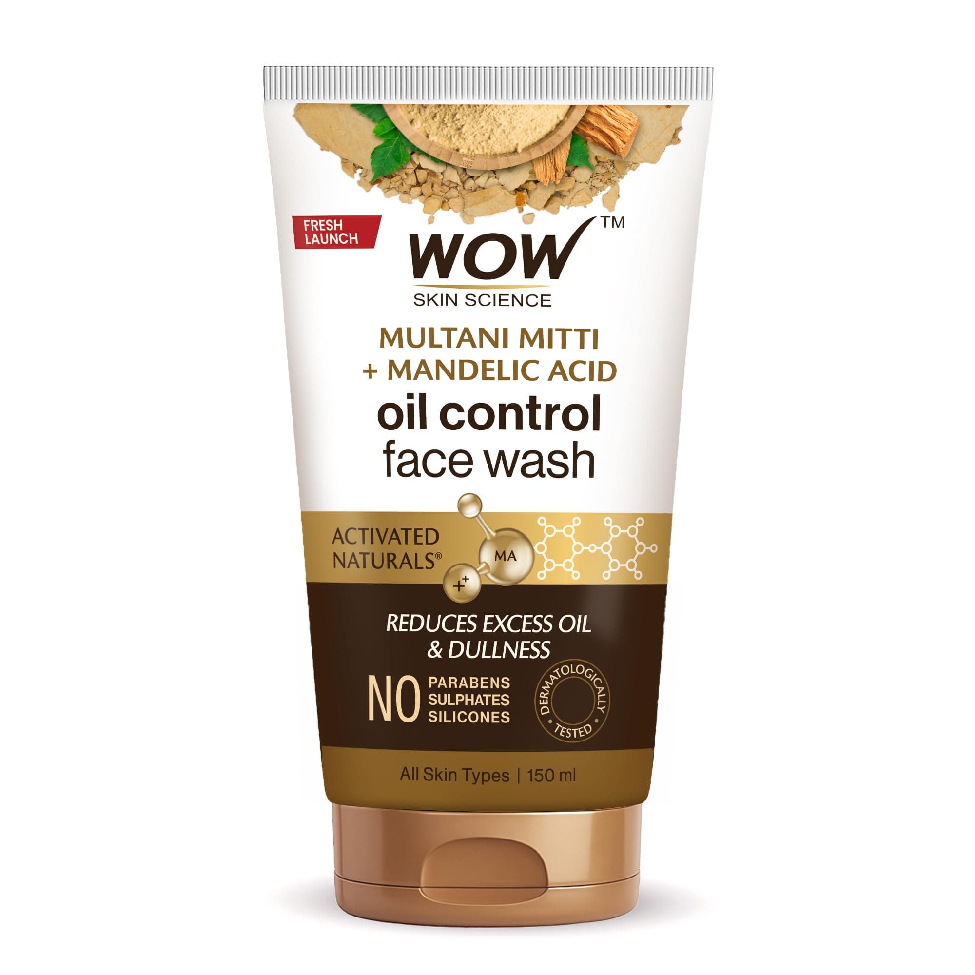 WOW Skin Science Purifying Multani Mitti Face Wash for All Skin Types | Controls Excess Oil | Brightens & Purifies Skin | Face Wash for Women & Men | Paraben Free | (150ml)