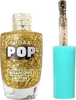SUGAR POP Nail Lacquer Glitter 10 Gold Rush - 10 ml - Quick-drying | Chip-resistant | High on shine | Long-wear formula