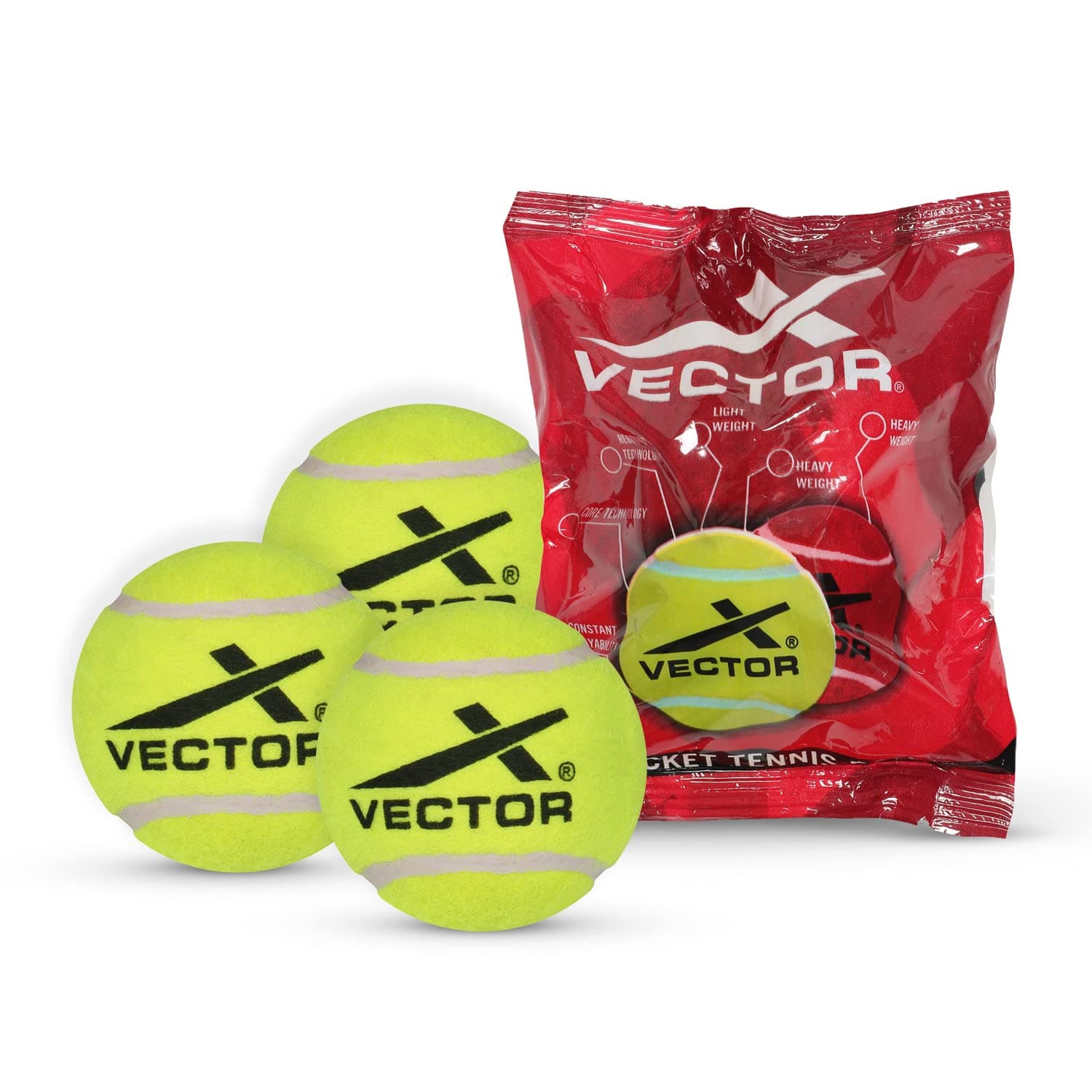 Vector X High Bounce Heavy Weight Tennis Ball for Cricket Practice, Street Match Ball, Training Exercise Ball for Outdoor & Indoor, Beginners & Pet Dog Play Ball (Pack of 3) Yellow