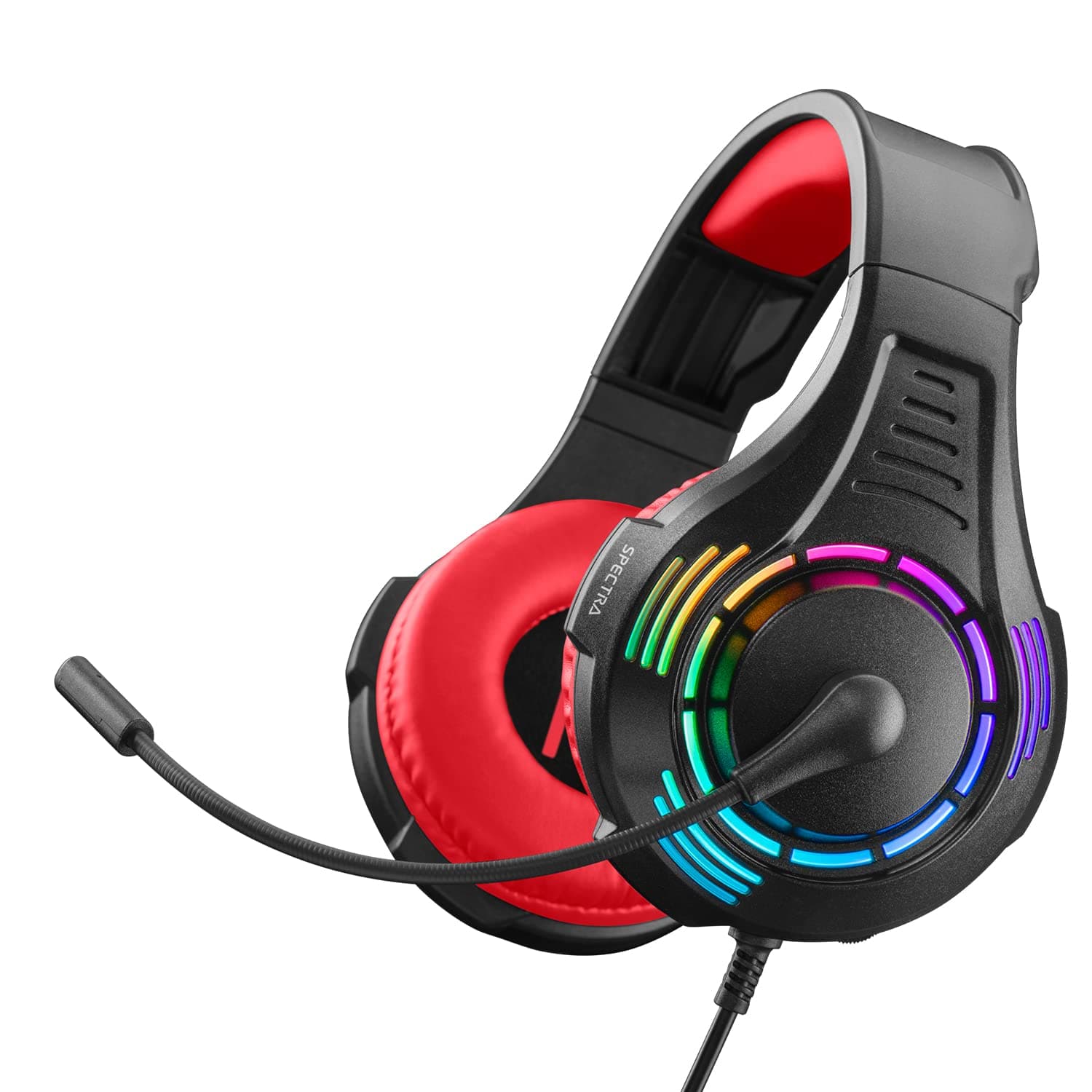NiTHO SPECTRA STEREO GAMING HEADSET RED with Noise Canceling Mic & RGB LED Light, Compatible with PC/PS4/PS5/Xbox One/XBOX series X S/Switch/Phones (PC adaptor included)