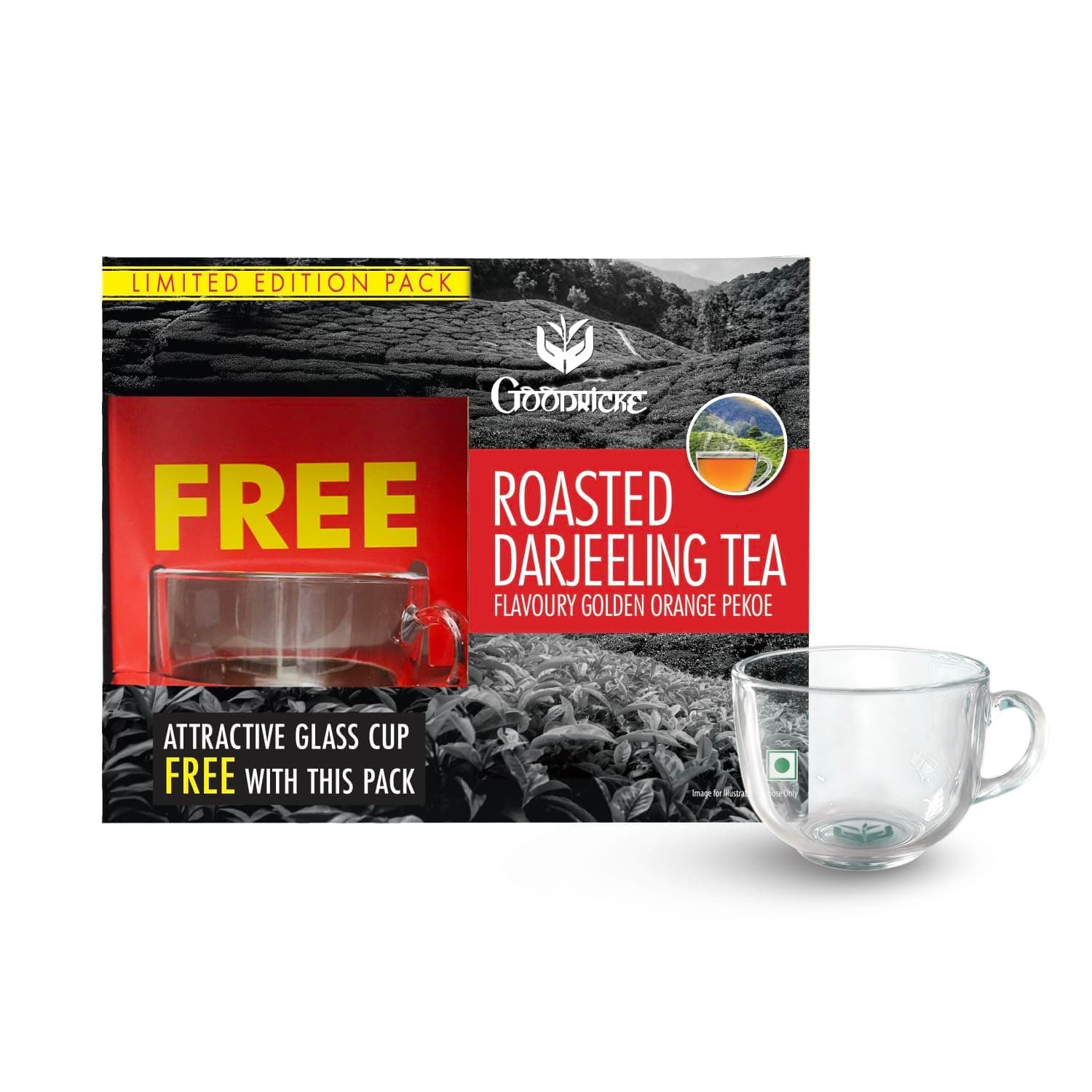 Goodricke Carton Box Roasted Darjeeling Black Tea Limited Edition 250gm with Free Cup Inside - Loose Long Leaf with Balanced Smoky Note and Rich Malty Taste
