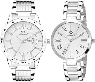 ADAMO Enchant Calendar Analogue White Dial Couple's Watch - 812-2480Sm01