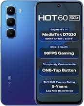 Infinix HOT 60 5G+ (Shadow Blue, 6GB RAM, 128GB Storage) | 90FPS Gaming | 500K+AnTuTu Score | One-Tap AI Button | Infinix AI