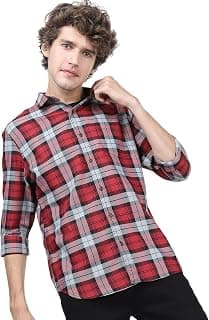 Highlander Men's Slim Fit Shirts | Checked | Long Sleeves | Spread Collar | Casual Shirts | Stylish Shirt
