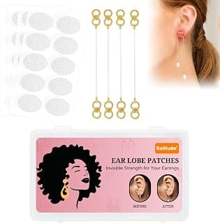 Solitude Solitude (2 Pair Chain with 50 Patches) Ear Chain Transparent Stretchable Rubber Antique Ear Chain | Champaswaralu for Women and Girls | Invisible Kaan Chain for Heavy Earrings with Support Patch
