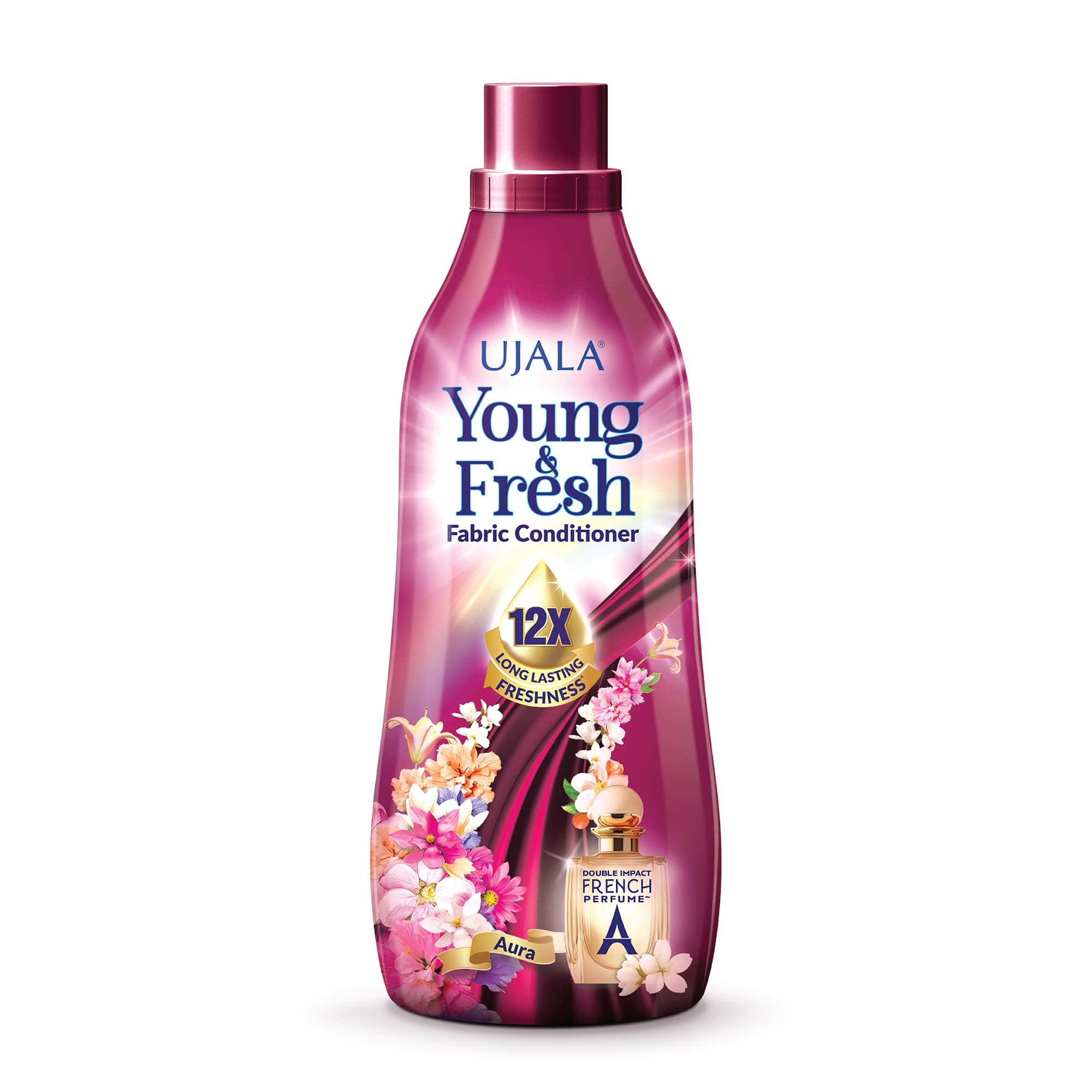 UJALA Young & Fresh Fabric Conditioner - 900 Ml [ Aura ] | After Wash Fabric Conditioner with Long-Lasting Fragrance | Powered with French Perfume | for Bucket Wash and Machine Wash,Liquid