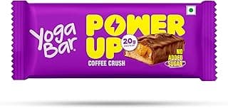 Yogabar Power Up 20g Protein Bar (1 Bar, Coffee Crush) | No Added Sugar Protein Bars | Premium High Protein Blend - Whey Protein Concentrate, Isolate, Peanuts & Soy | Healthy Protein Snacks