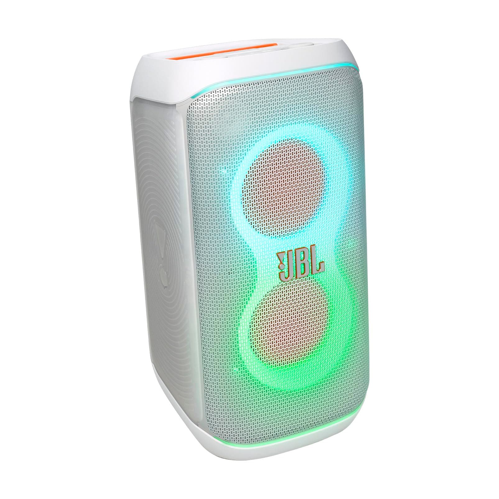 JBL Partybox 120 Wireless Bluetooth 160W Party Speaker, AI Sound Boost, Futuristic Light Show, Upto 12Hrs Playtime,Multispeaker Connection by Auracast, Guitar & Mic Input, Splashproof (White)