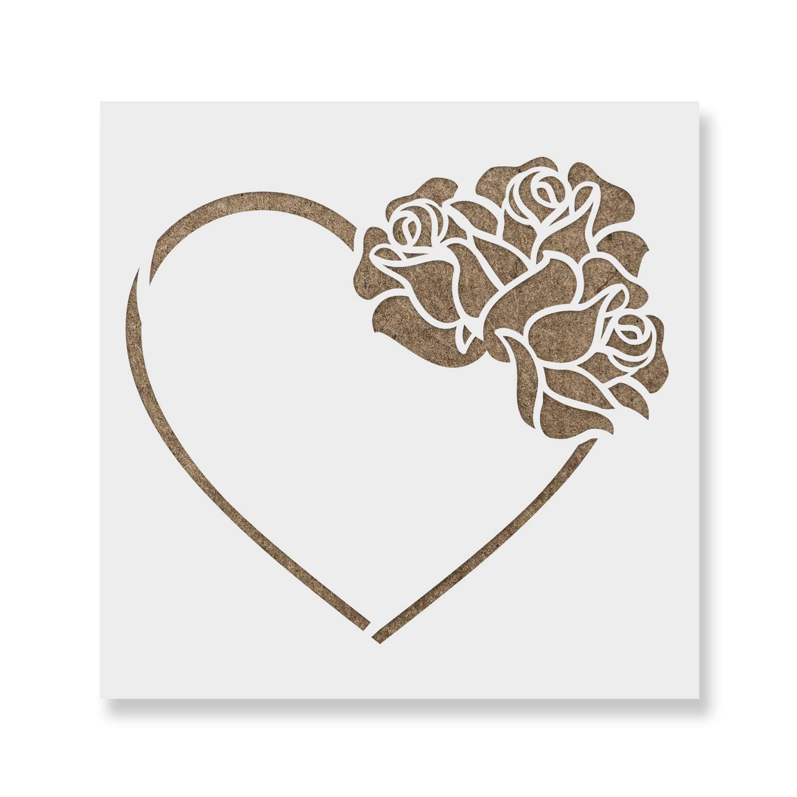 Heart with Roses Stencil Template for Walls and Crafts - Reusable Stencils for Painting in Small & Large Sizes