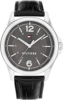 Tommy Hilfiger Analog Grey Dial Leather Strap Watch for Men