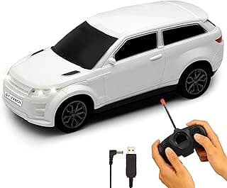 Gooyo GY-347CH Hi-Speed Rechargeable RC Car Toy with Glowing Headlights Feature | User-Friendly RC Car Toy for Kids | White | in-Built Battery | Gift Box Packaging