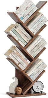 ABOUT SPACE Book Shelf for Home - 7 Tier Tree Shaped Book Rack for Study Room DIY Wooden Book Stand with Bottom Storage Space for Office, Livingroom, Bedroom (Brown - L 35 x B 17 x H 90 cm)