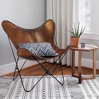 Vintage Leather Butterfly Chair, Leather BKF, Living Room Luxury, Relaxing Chair Full Chair Black Leg