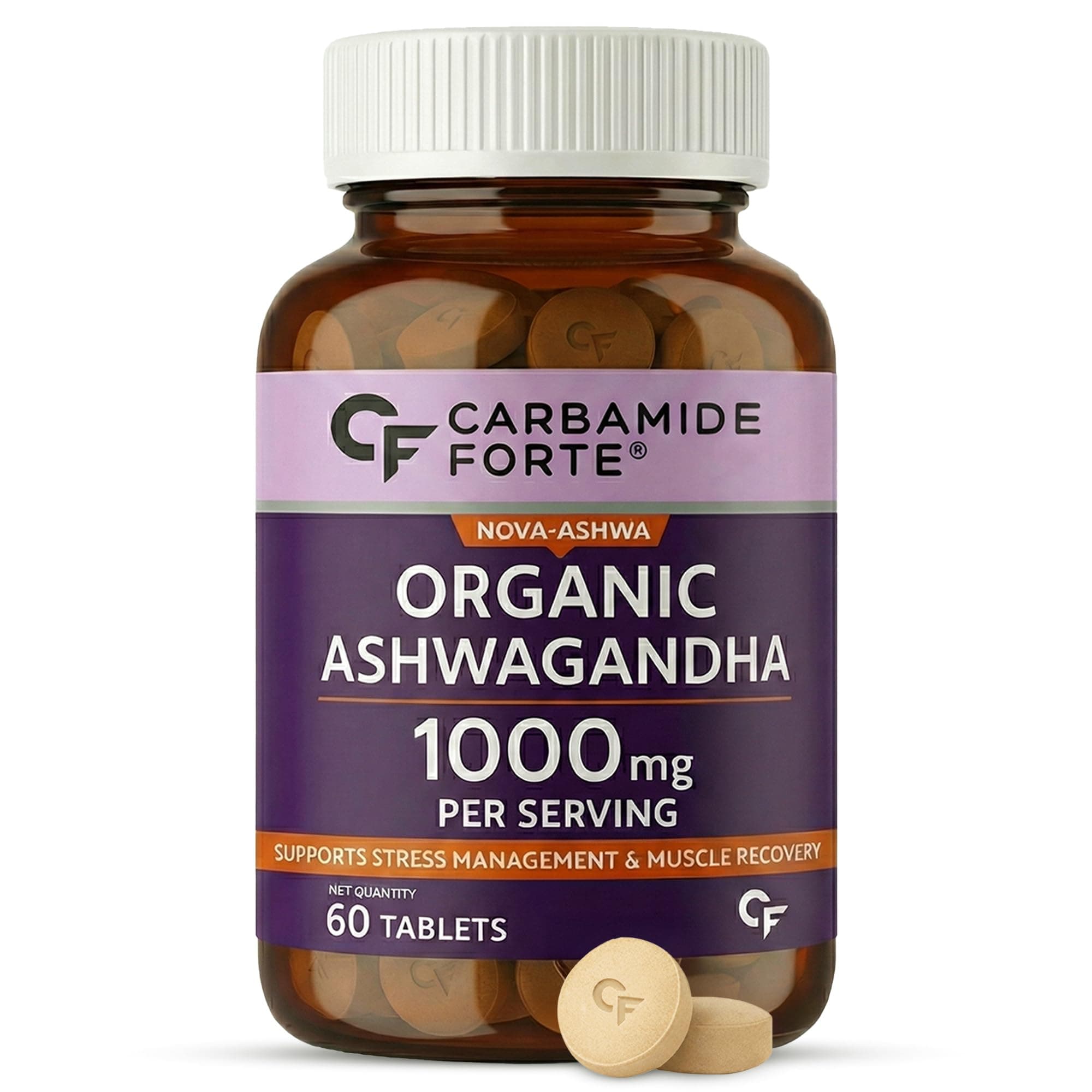 Carbamide Forte Ashwagandha Tablets 1000mg | Organic Ashwagandha Tablet 1000 mg with Chromium Picolinate | Best for Men & Women | 60 Tablets