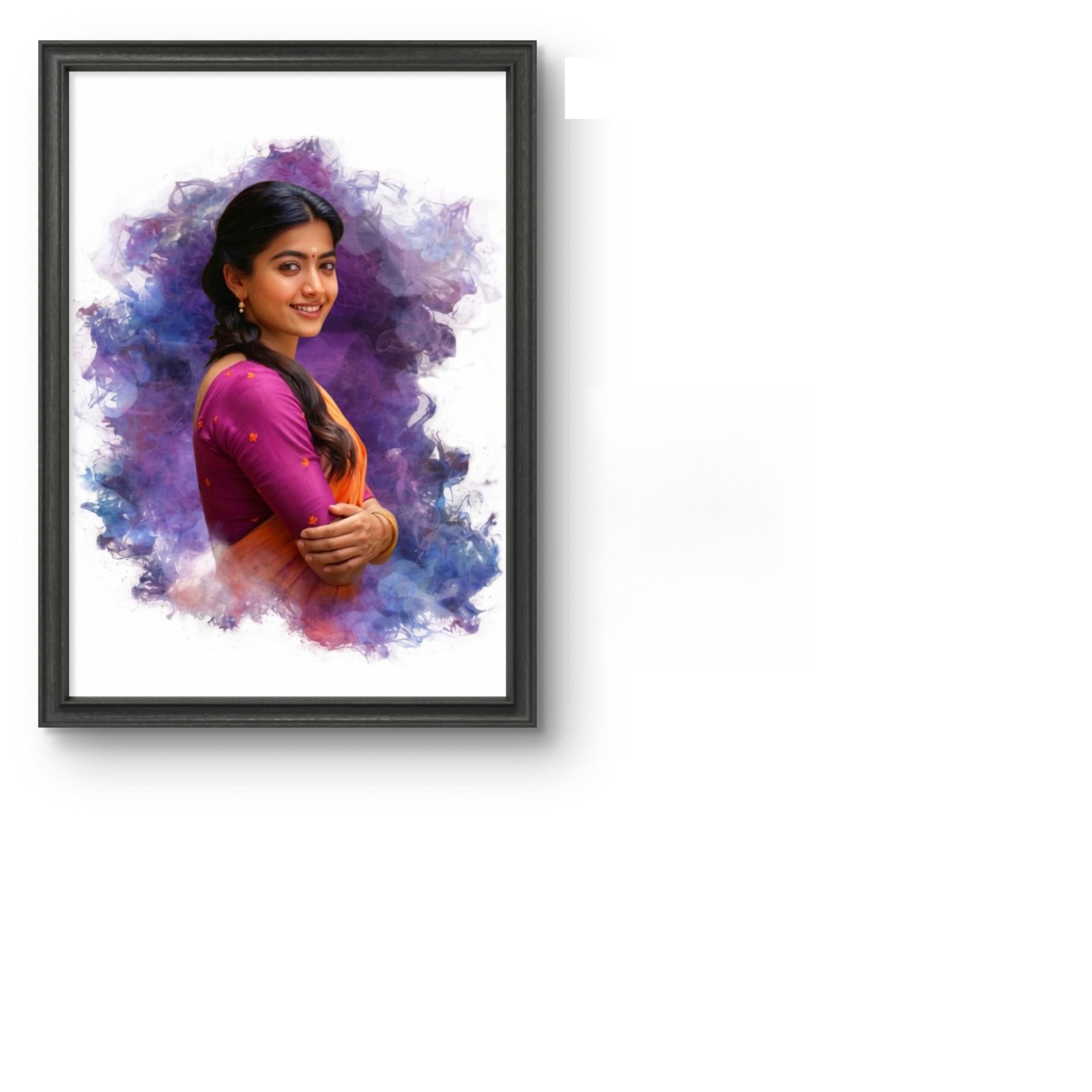 Jadoun Customized Digital Oil Painting Photo Frame | Smock Style Personalized Portrait from Photo | Black Frame Wall Decor | Anniversary, Wedding, Birthday & Couple Gift | (12x8 Inch)