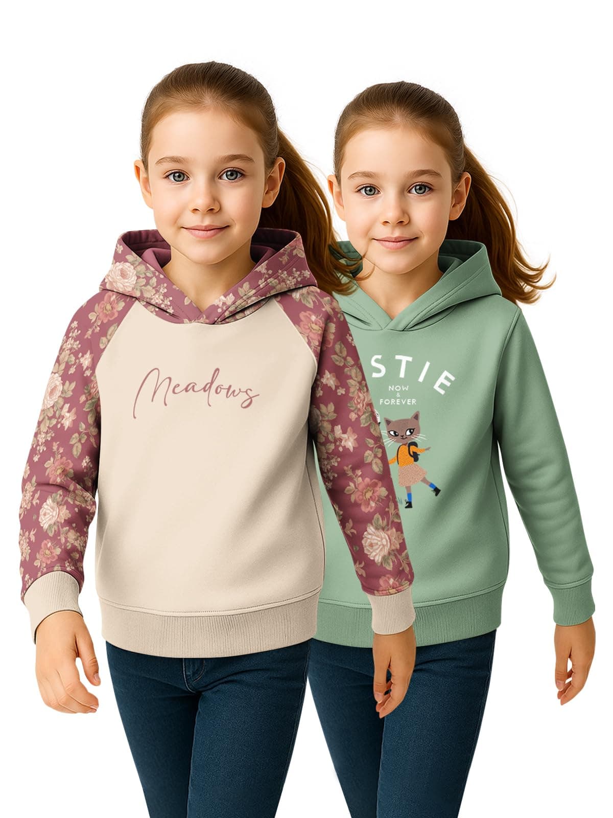 HELLCAT Trendy Cotton Blend Hoodie Sweatshirt for Girls - Pack of 2