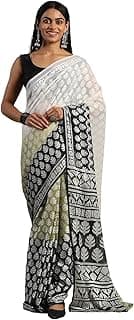 Garden Vareli Viscose Brasso Floral Print Saree with Unstitched Blouse Piece