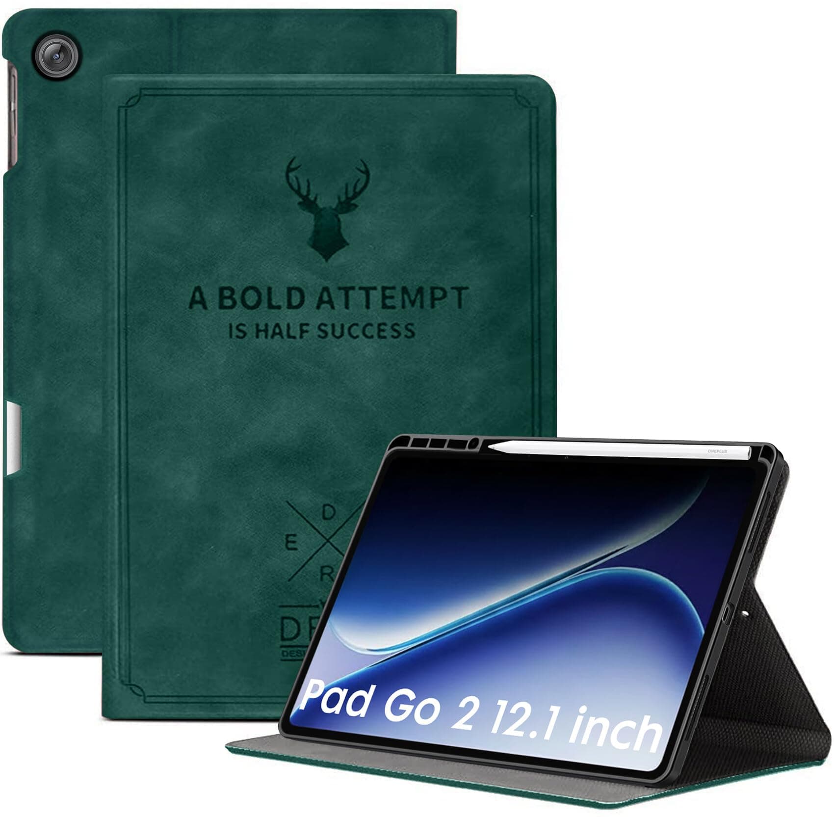 Robustrion Cover for OnePlus Pad Go 2 12.1 inch Cover Case with Pencil Holder, Flip Cover Case for OnePlus Pad Go 2 Tablet Cover [Auto Sleep Wake Support] - Dark Green