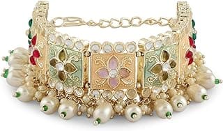 ZAVERI PEARLS Multi Colour Enamel Kundan & Beads Ethnic Bracelet For Women-ZPFK16769