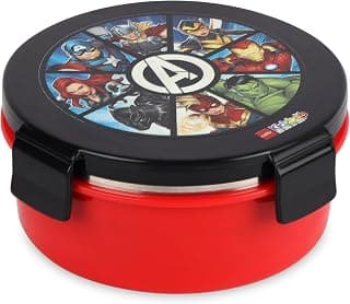 CELLO Kidzbee Pluto Mighty Heroes Insulated Kids Lunch Box, Black | Silicone Food-Grade Seal Lid | 3D Touch & Feel Designs Tiffin | Leak Proof & Secure 4 Sided Click Locks | Ideal for School & Picnic