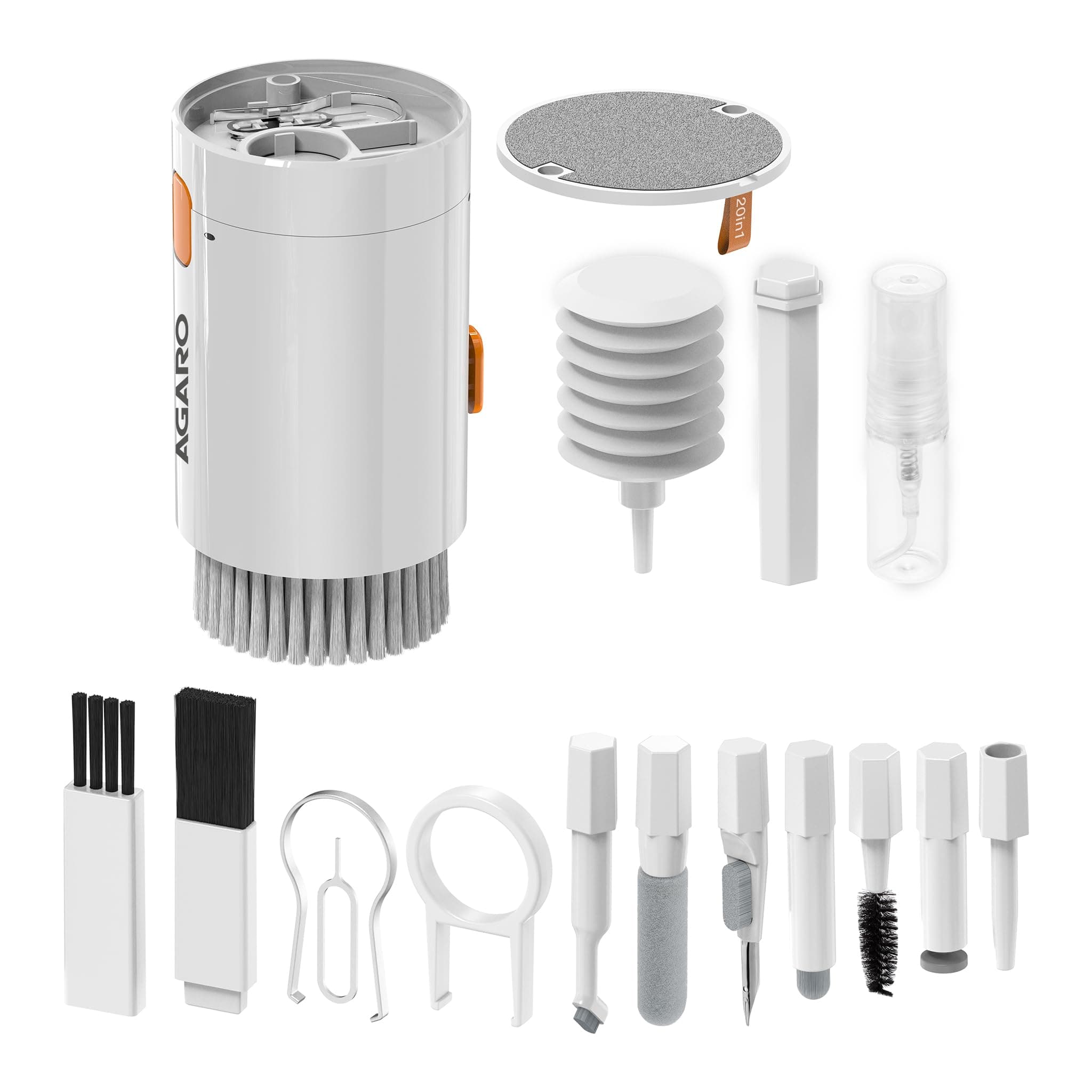 AGARO 20-in-1 Multifunctional Cleaning Kit for Mobile, Laptop, DSLR Camera, PC, Tablet, Keyboard, Monitors, AirPods, Earphones, with Key Puller & Spray Bottle, Microfiber Screen Cleaner, CK1417