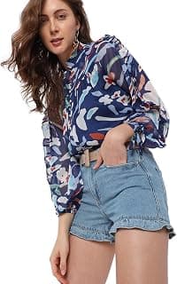 VERO MODA Printed Polyester Round Neck Women's Top