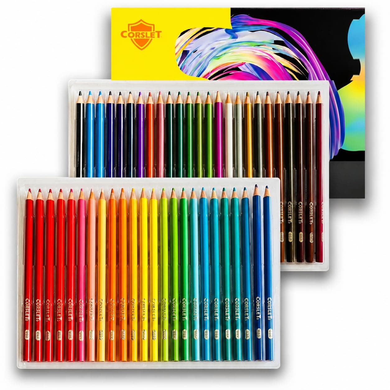 Corslet 48 Pc Oil Colour Pencils Set Art Kit Color Drawing For Artists Sketching Artist Beginners & Pro Art, And Colouring, Multi-coloured, Multi