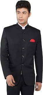 TAHVO Men's Blazer Slim Fit Single Breasted Black Solid Formal Blazer for Men & Boys