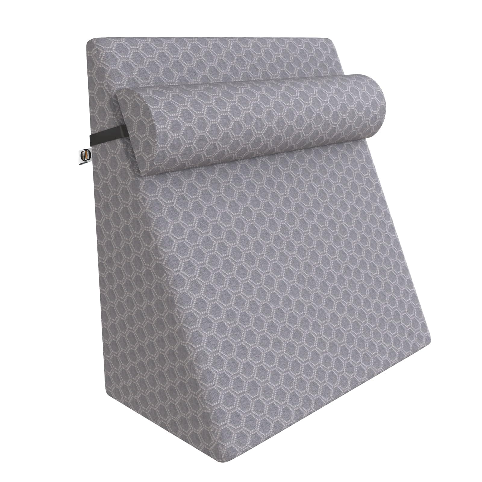 CareFoam Orthopedic Wedge Pillow with Headrest for Sleeping, Reading & Acid Reflux Relief | Premium Memory Foam Bed Cushion | Ideal for Back Support, Leg Elevation | 18 x 18 x 10 Inch | Grey Jacquard