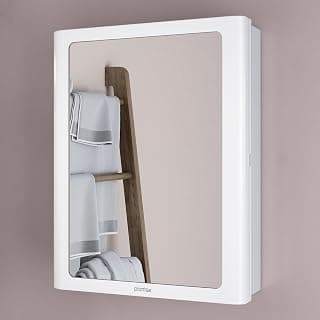 Plantex Bathroom Cabinet with Mirror/ABS Bathroom Storage Cabinet/Mirror Cabinet for Wall/Mirror with Storage for Bathroom(14x18 Inch, White)