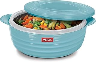MILTON Aspire 1500 Serving Casserole, Double Walled Inner Stainless Steel, PU Insulated Kitchen Hot Pot, Keeps Food hot & Fresh for Roti, Biryani, 1180 ml, Blue