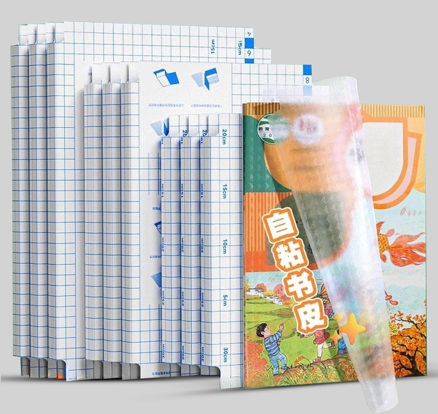 Parssufy Transparent Paper Sticker Book Cover Film Book Binding Cover [60 Pcs- 3 Different Sizes -20 Each] Waterproof Self-Adhesive Book Cover for Office School Textbook Protective Case