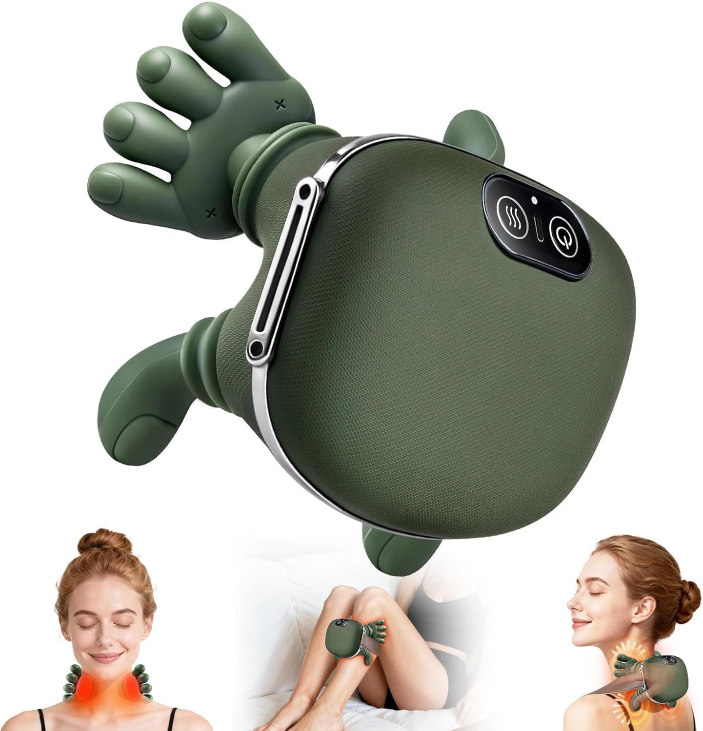 Bionic Heated Massager,Wireless Portable Shiatsu Neck and Back Massager With Two-Level Adjustable Heating Function And 3 Intensity Levels,Electric Deep Tissue 4D Kneading Massage,4.30 hour runtime,15 minit auto cutoff function,for Pain Relief and Muscle Relax (A-2) (A-9)