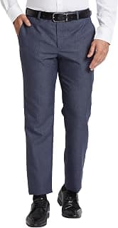 Park Avenue Men's Smart Fit Mid Rise Houndstooth Pattern Poly Viscose Blend Pleatless Formal Trouser