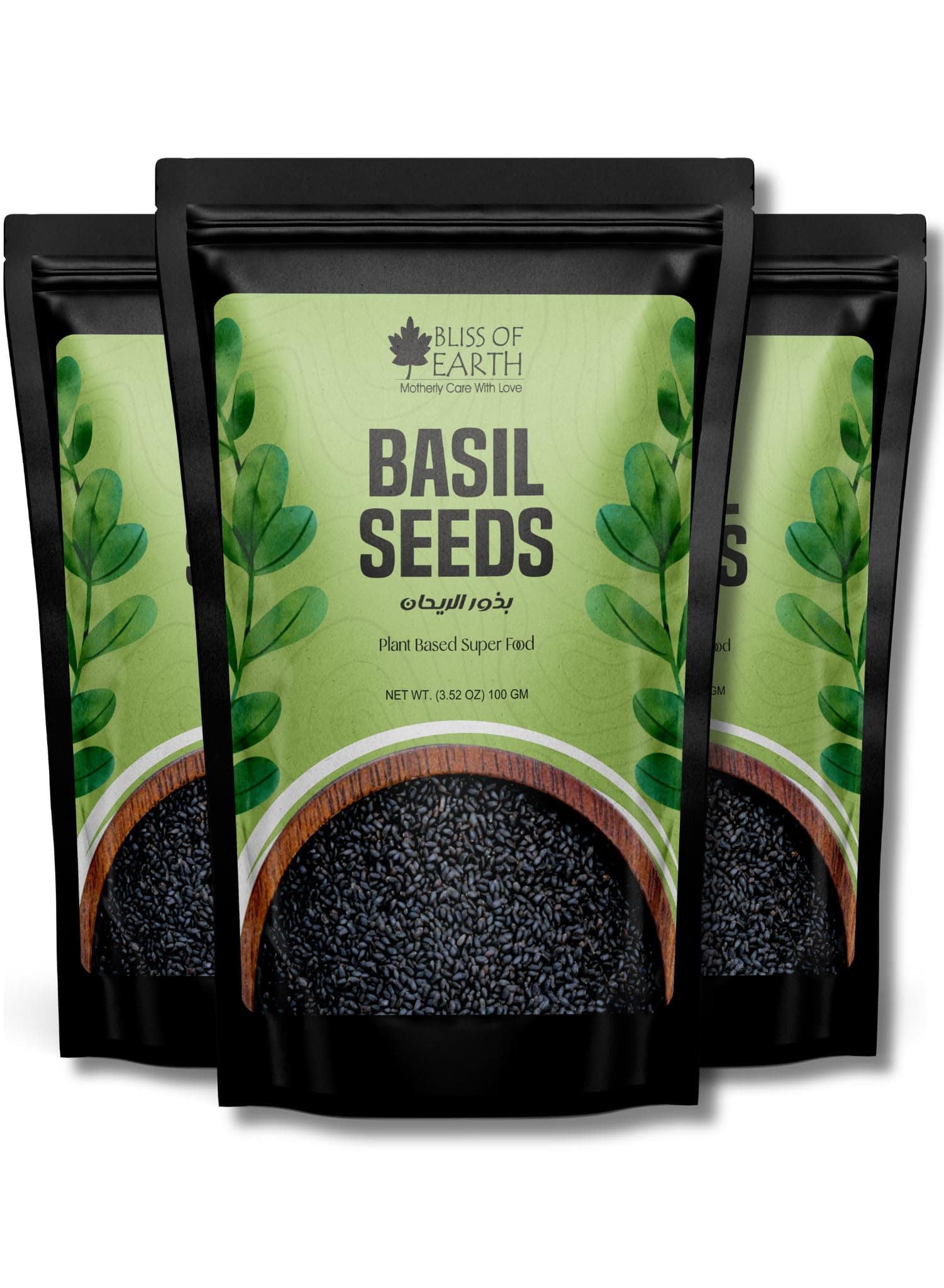 Bliss of Earth Basil Seeds Organic Sabja Seeds, Tukmaria Seeds Fiber & Omega-3 Rich Good for weight loss, Hydration Tiny PowerHouse 3x100gm