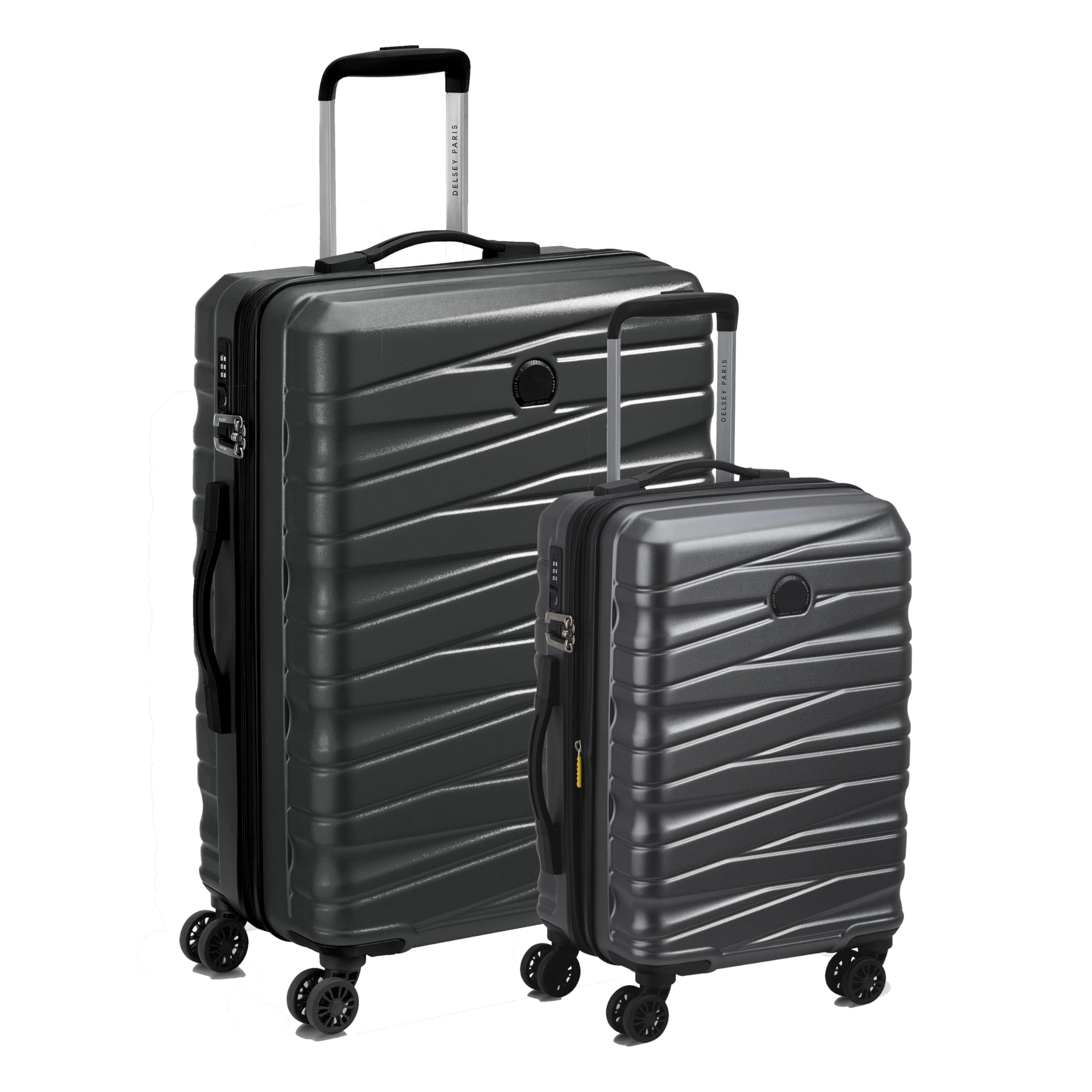 DELSEY PARIS Tiphanie Range The Set of 2 Luggage 55 Cms + 66 Cms (Small) & Medium Size Polycarbonate 8 Spinner Wheels Graphite Hardside Trolley Bag/Suitcase/Lugguage